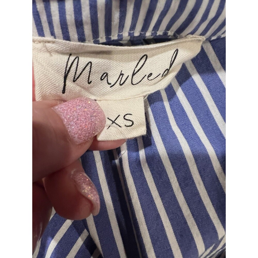 Marled Solid & Stripe Blue Oxford Stripe Button Down Shirt Size XS - Picture 5 of 7